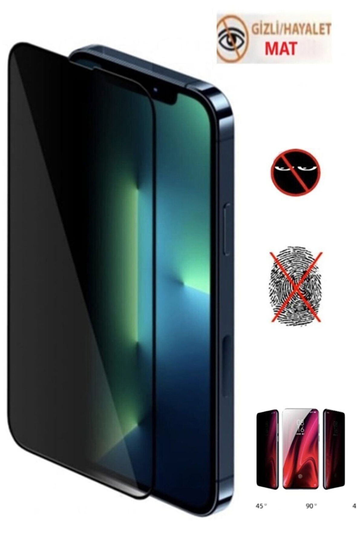 Iphone 12 Pro Max Mat Hayalet Ekran Gizli Privacy Tam Kaplayan Kırılmaz Cam Seramik Ekran Koruyucu