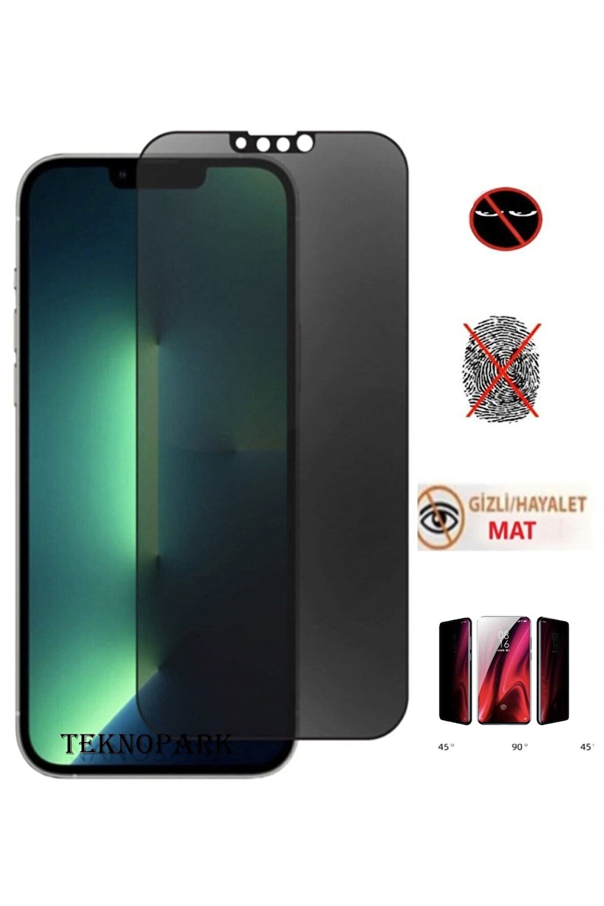 Iphone 13 Pro Max Mat Hayalet Ekran Gizli Privacy Tam Kaplayan Kırılmaz Cam Seramik Ekran Koruyucu