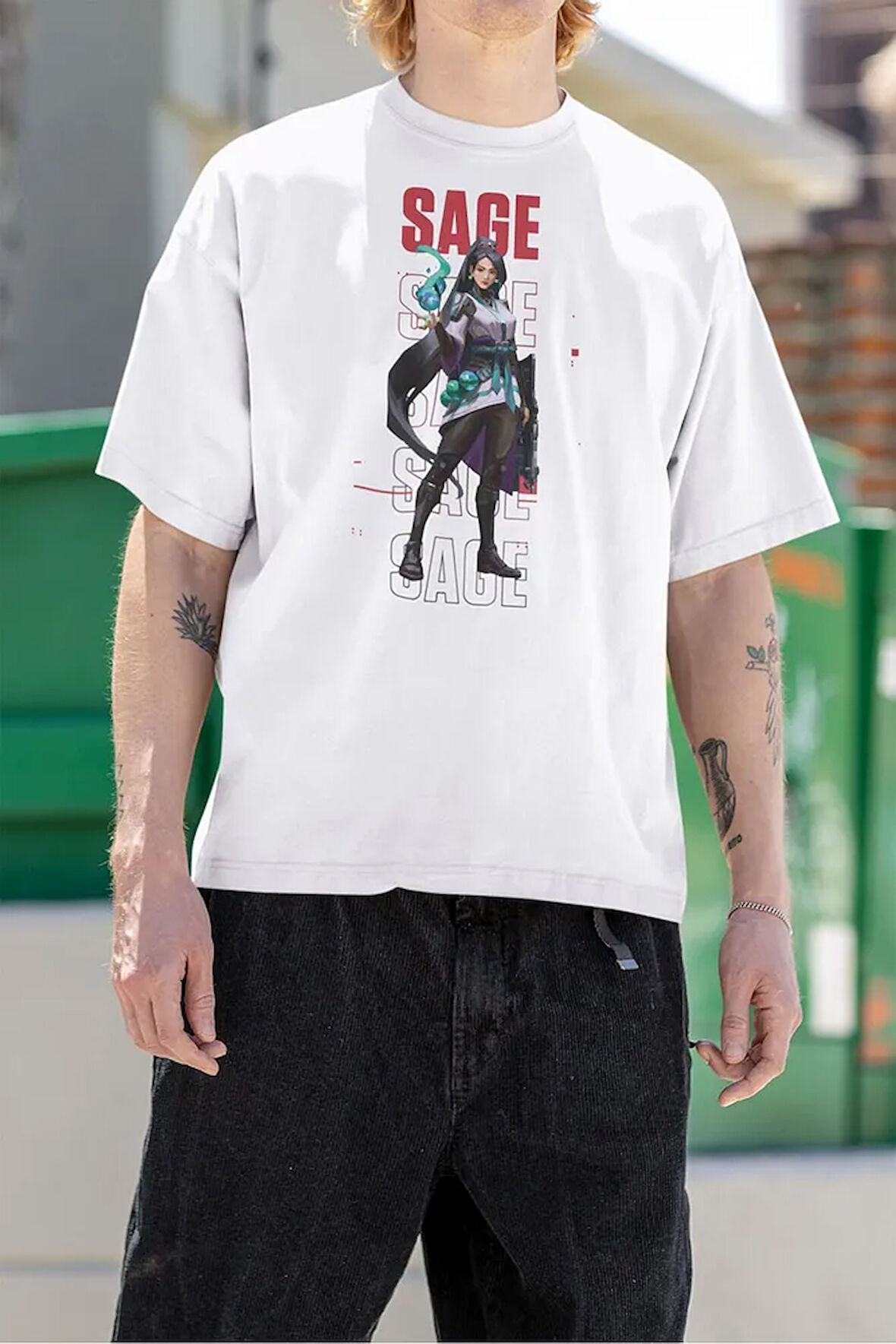 Saage Baskılı Unisex Oversize Vaalorant Tişört