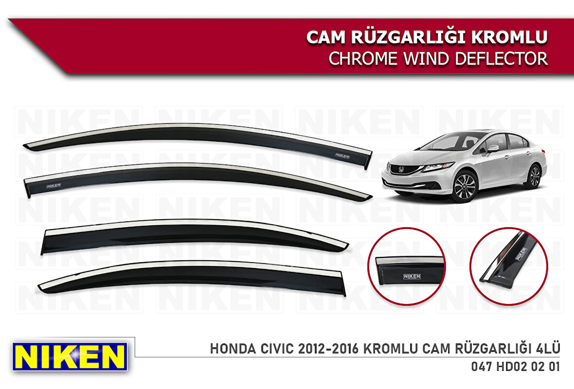 HONDA CİVİC 2012 2016 KROMLU CAM RÜZGARLIĞI NİKEN