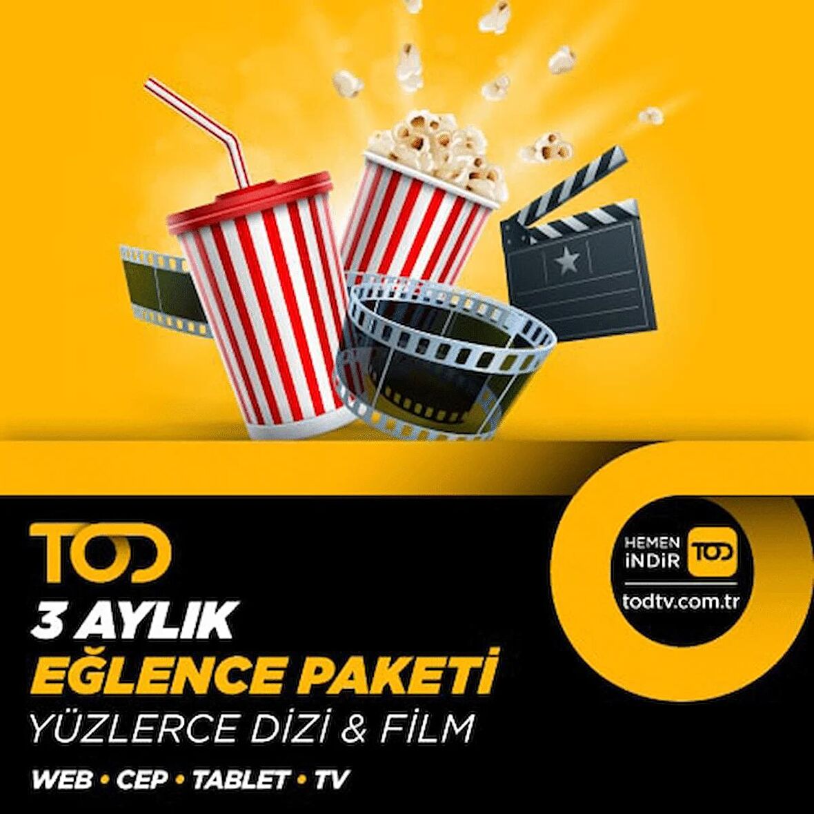 Tod 3 Aylık Eğlence Paketi - (Web + Cep + Tablet + Smart Tv)