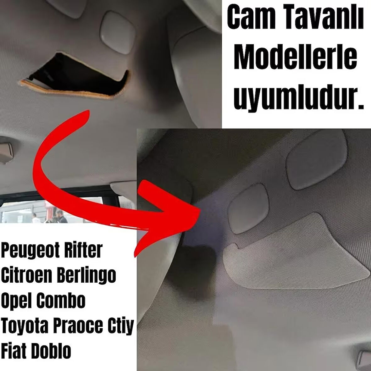 Rifter-berlingo-proace City-doblo-opel Cam Tavanlı Ara Bölme Demiri Kapakları 2 Adet Kumaşı Kaplı