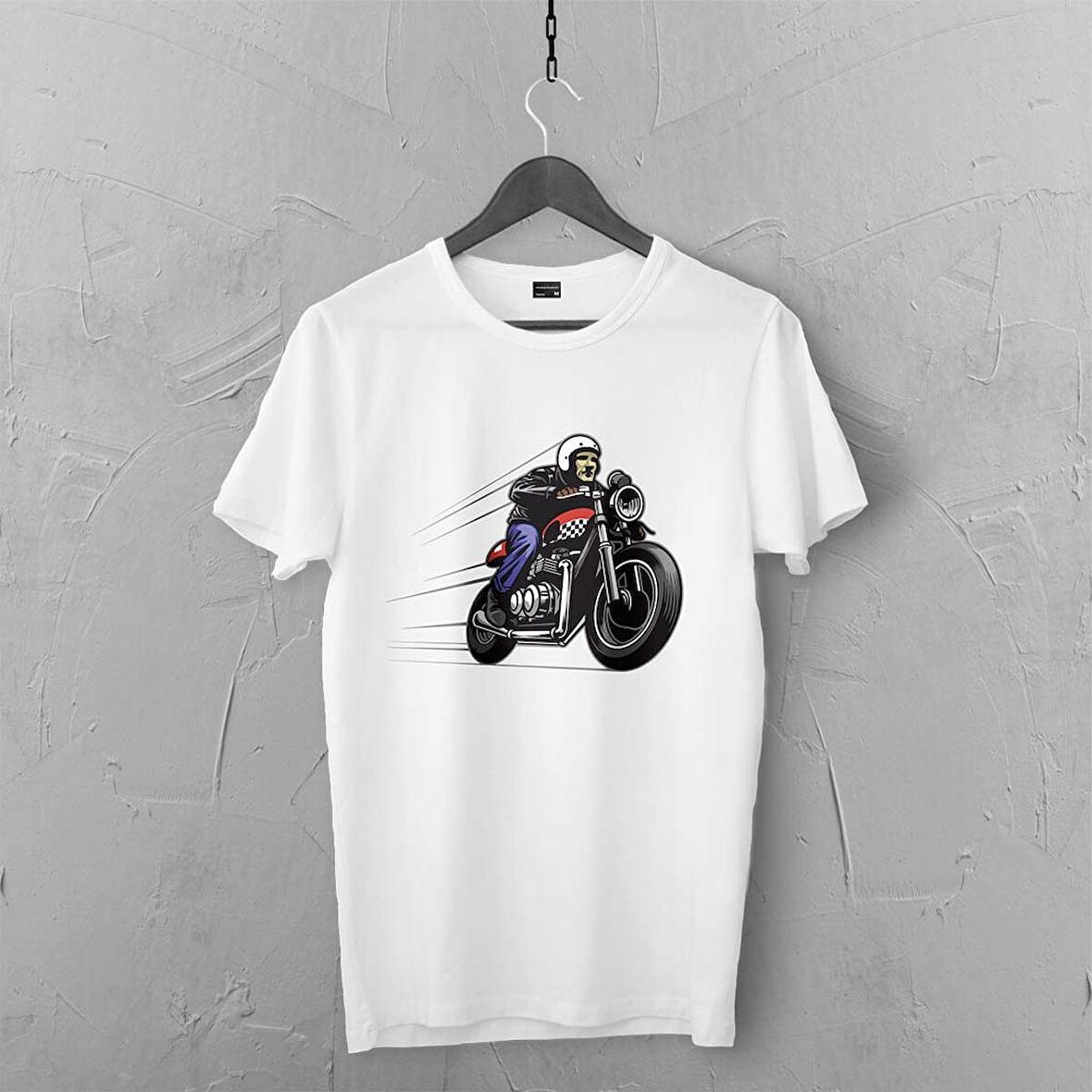 Karikatur Motor Tasarımlı Tshirt 054, Unisex Premium Kalite Çatlama Solma Yapmayan Baskılı Tshirt