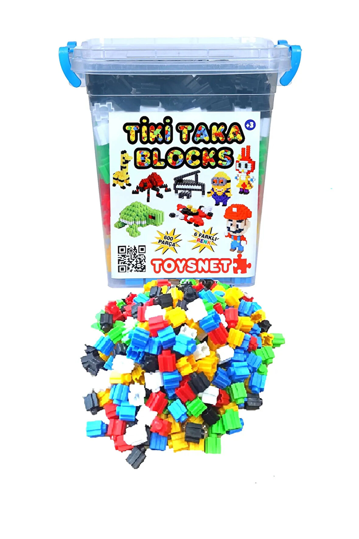 Tik Tak Eğitici Bloklar Oyun Seti 6 Renk 600 Parça Kare Saklama Kutusunda !!