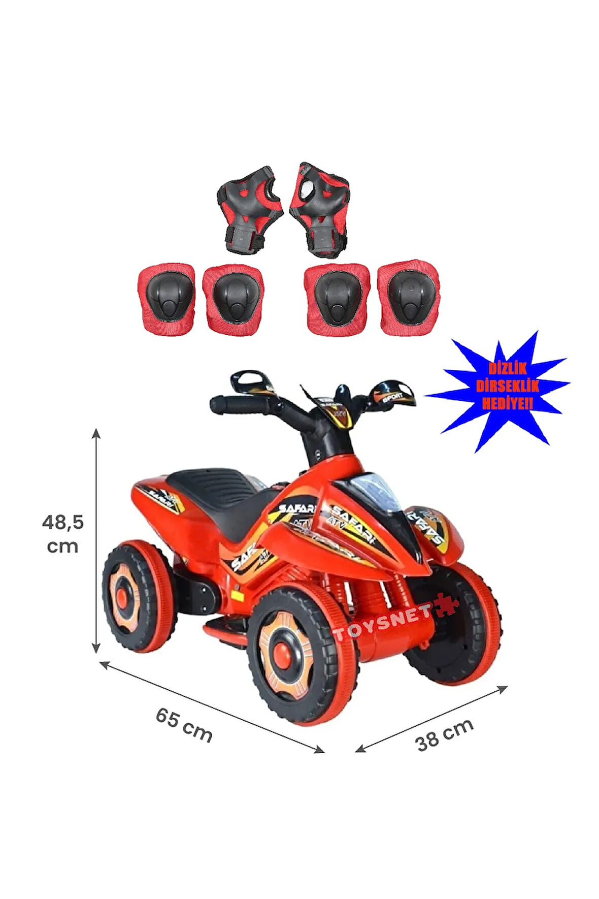 Led Işıklı Müzikli Akülü Araba Atv-motor Dizlik Dirseklik Hediye !!