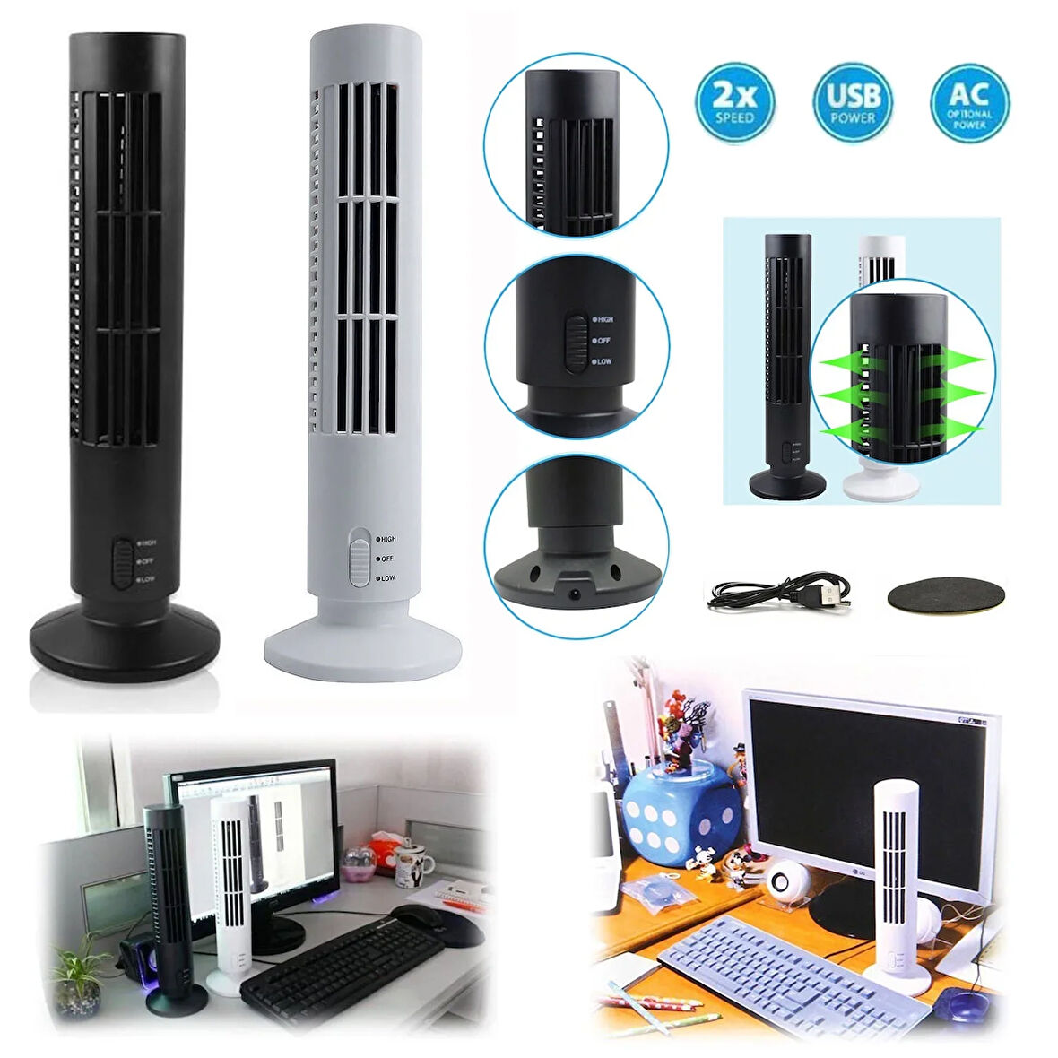 Kule Tipi Usb Elektrik Fan Yapraksız Klima Fanı