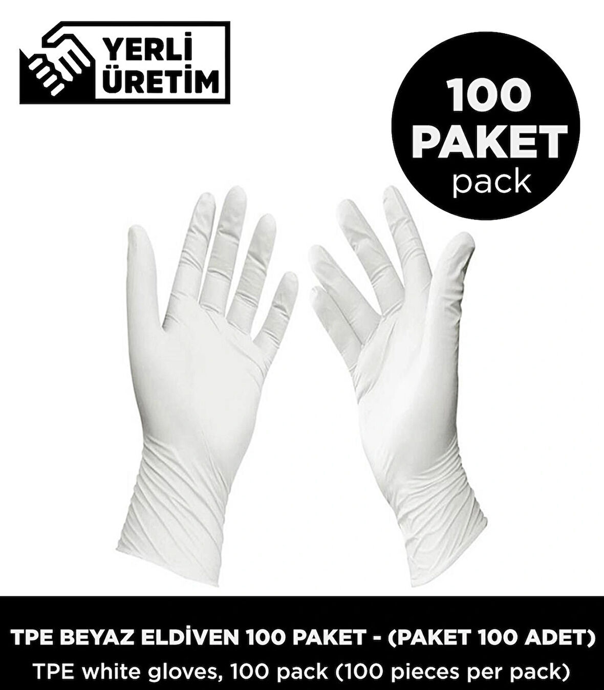Tpe Beyaz Eldiven 100 Paket - (Paket 100 Adet)