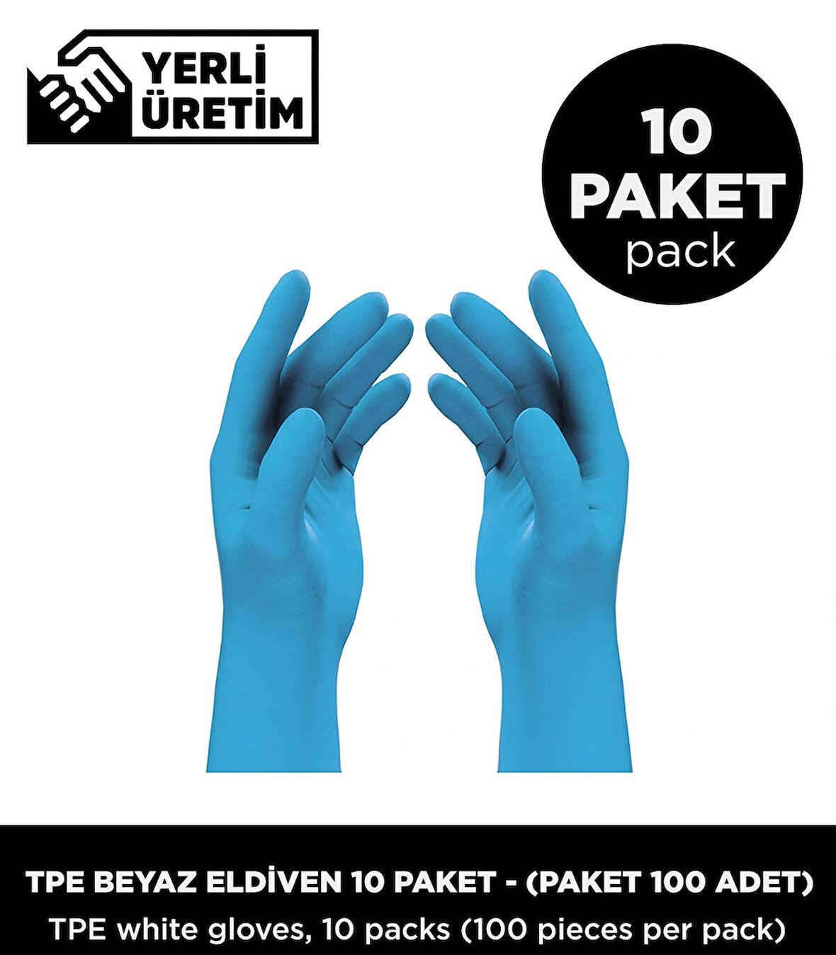 Tpe Mavi Eldiven 10 Paket - (Paket 100 Adet)