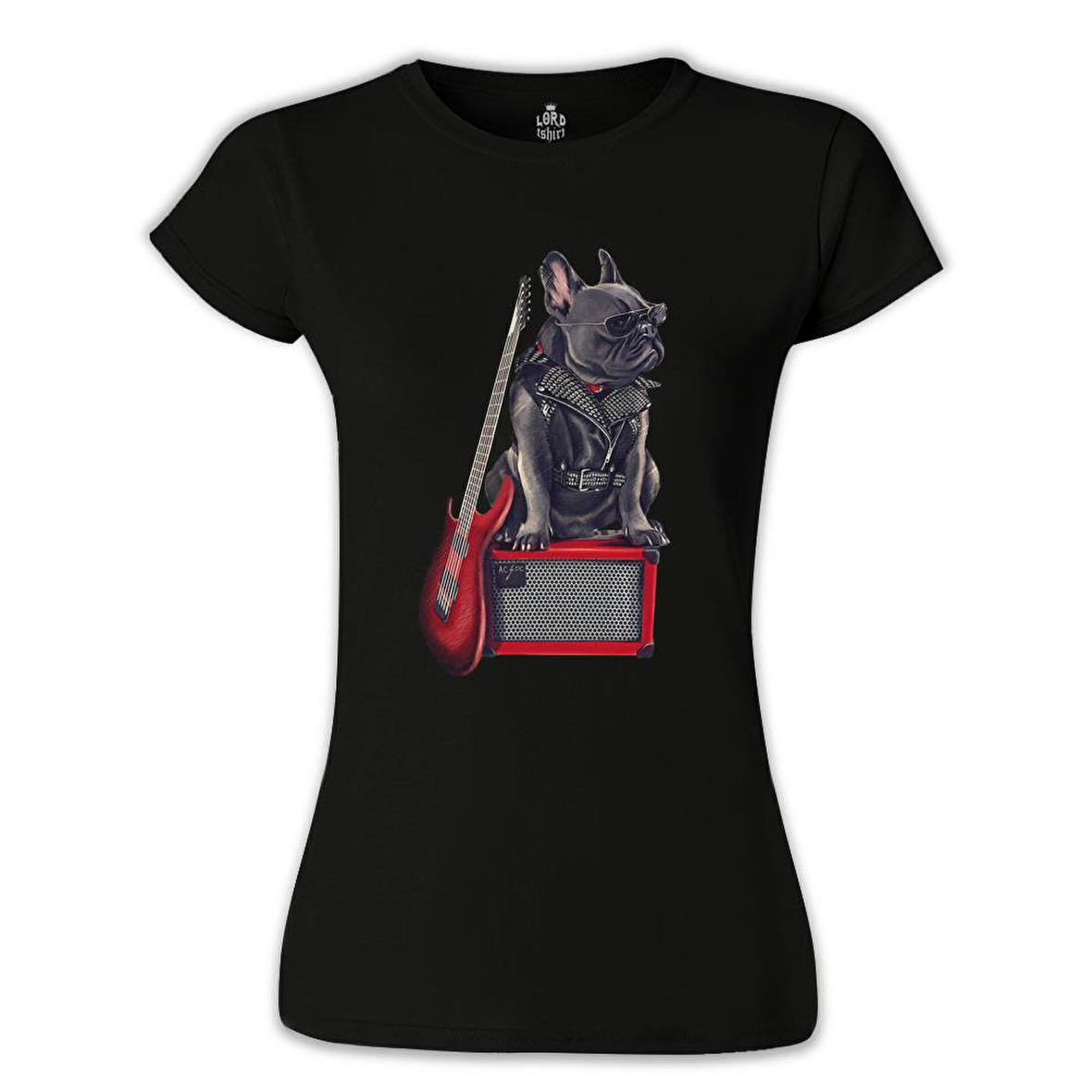 Rocker Dog Siyah Bayan Tshirt