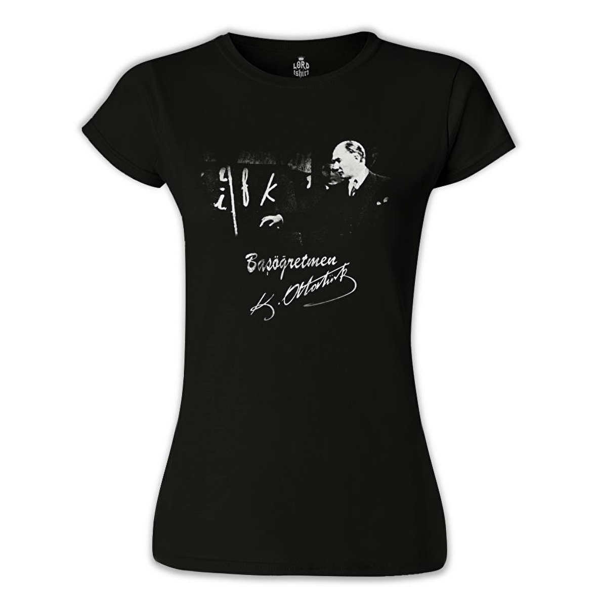 Başöğretmen Atatürk - Bayan Siyah Tshirt
