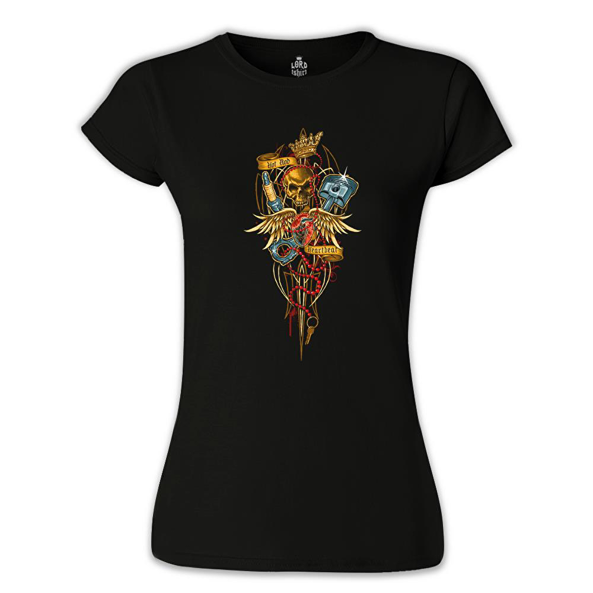 Motosiklet - Heartbeat Siyah Kadın Tshirt