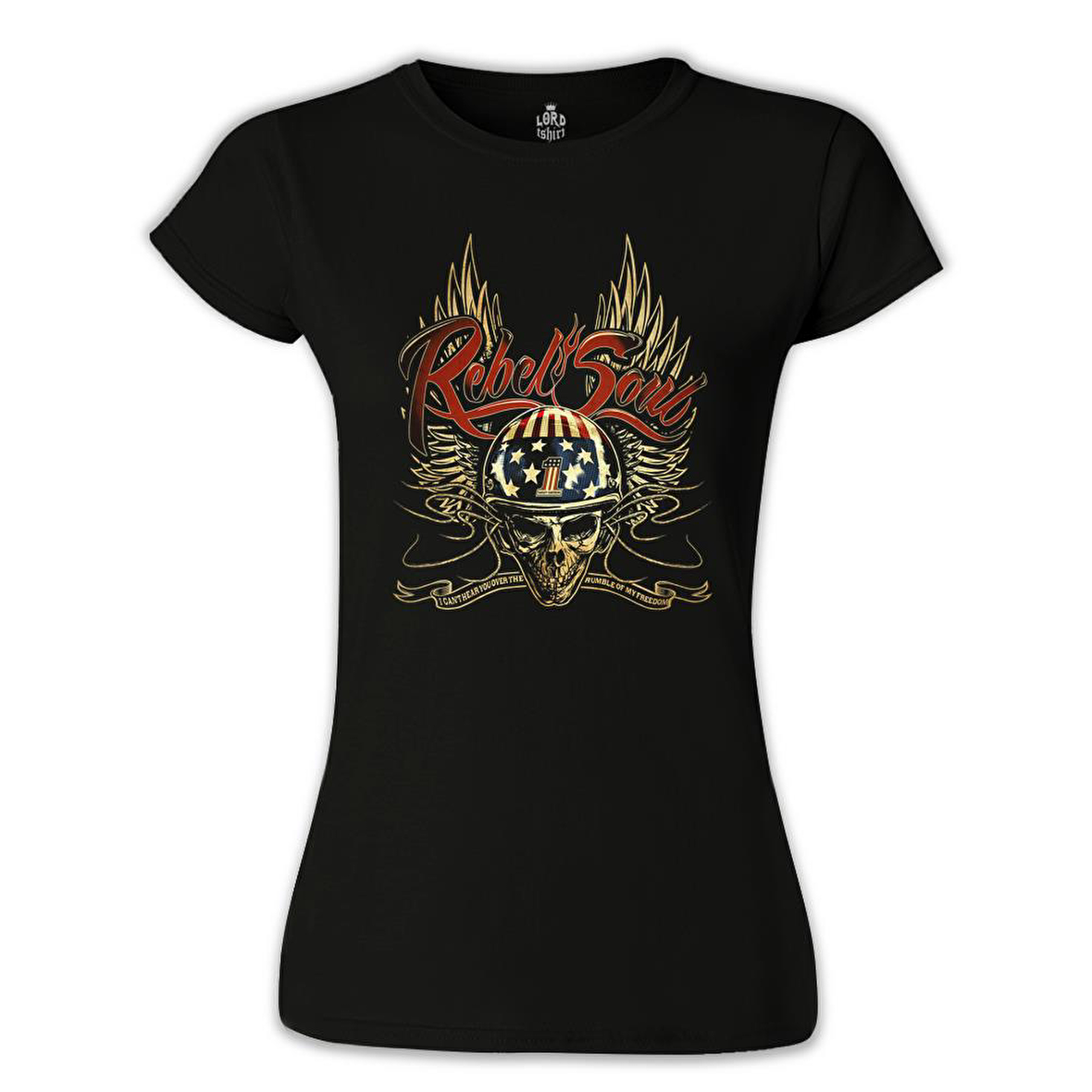 Motosiklet - Rebel Siyah Bayan Tshirt