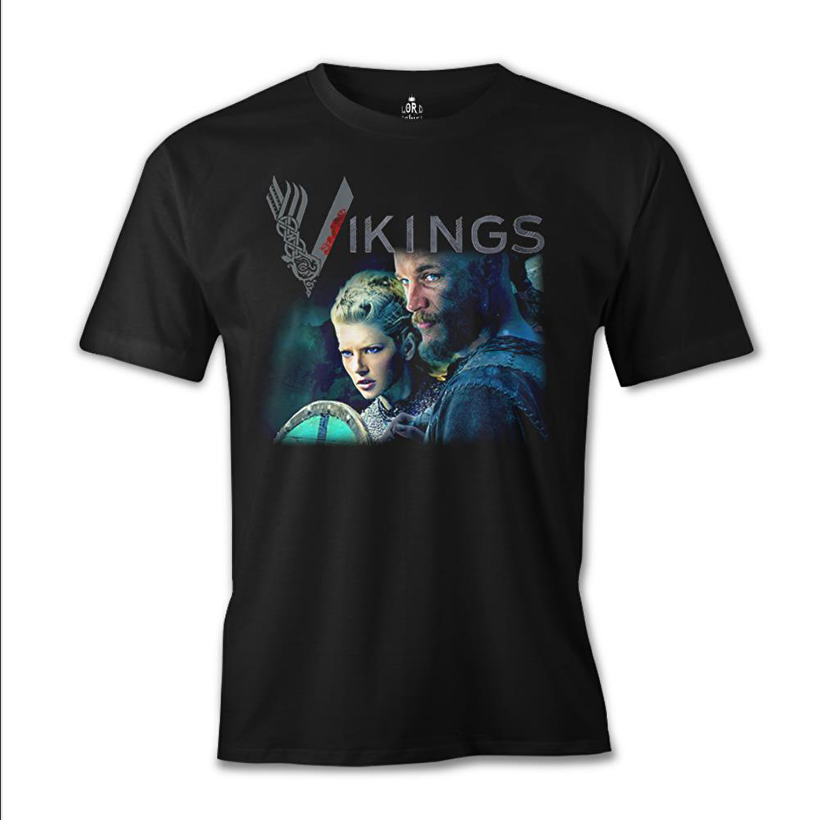 Vikings - Ragnar & Lagertha Siyah Erkek Tshirt