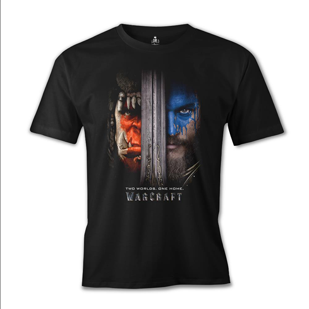 Warcraft - Two Worlds One Home Siyah Erkek Tshirt