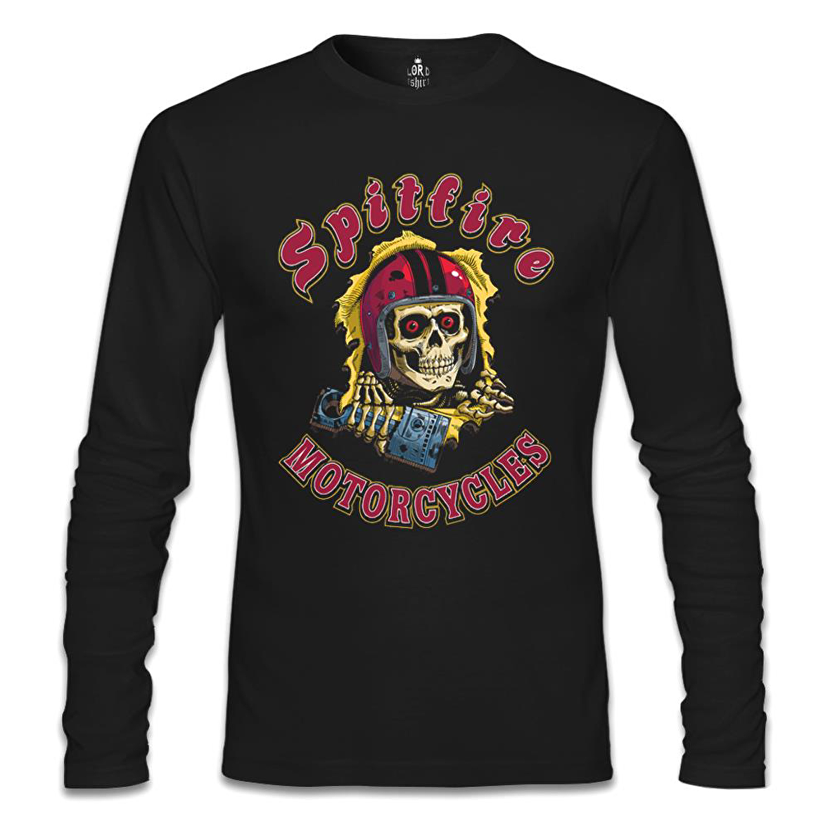 Motosiklet - Spitfire Siyah Erkek Sweatshirt