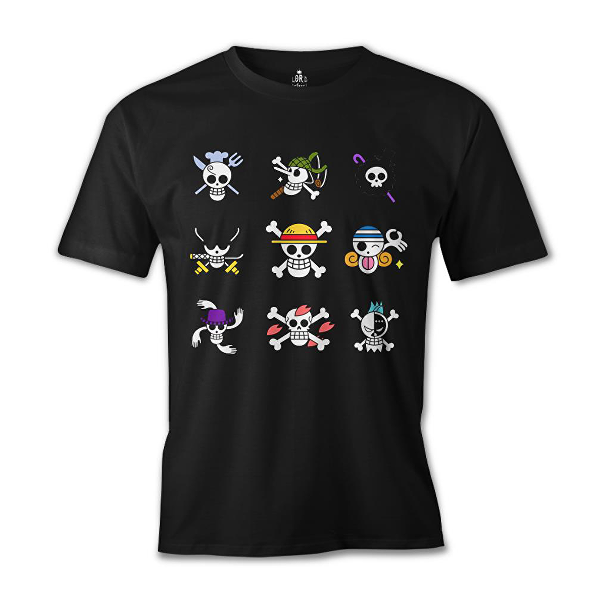 One Piece - Character Flags Siyah Erkek Tshirt