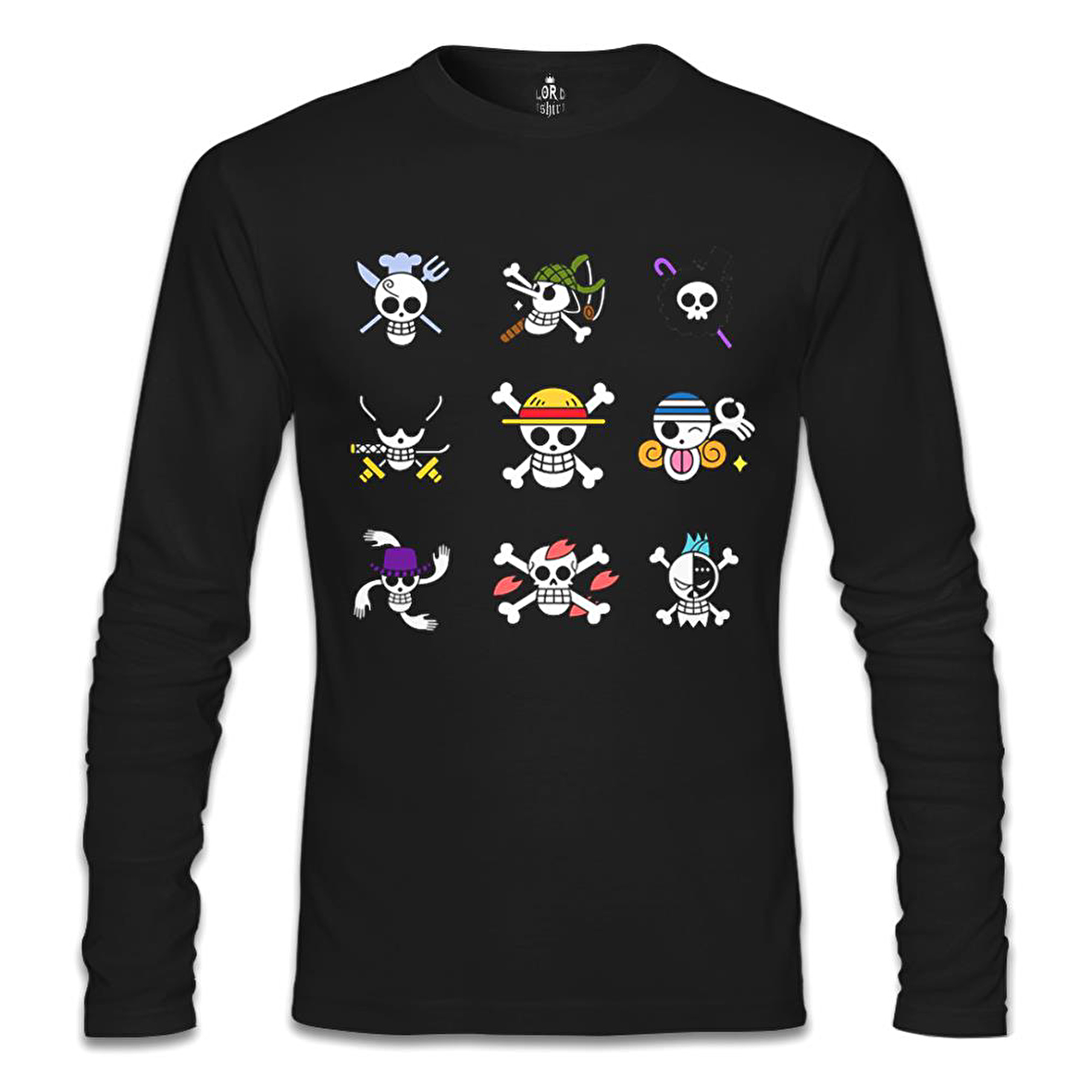 One Piece - Character Flags Siyah Erkek Sweatshirt