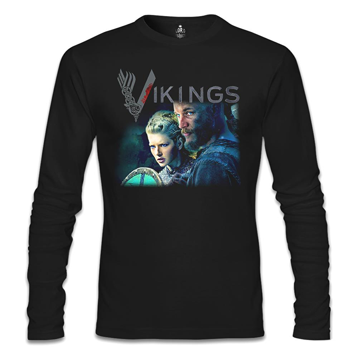 Vikings - Ragnar & Lagertha Siyah Erkek Sweatshirt