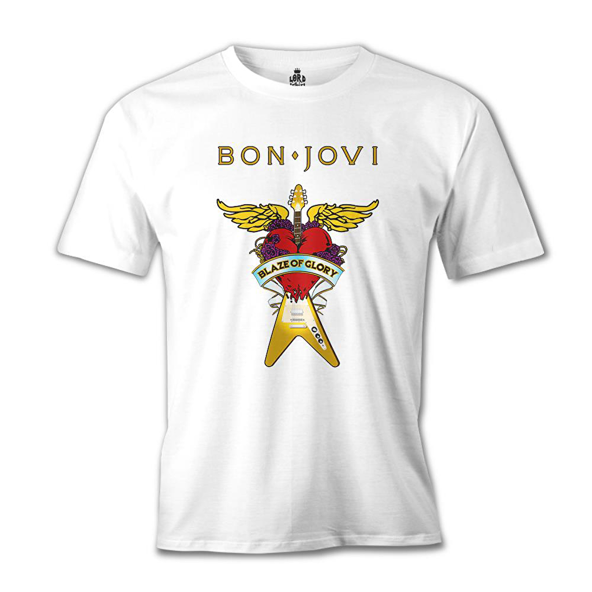 Bon Jovi - Guitar Beyaz Erkek Tshirt