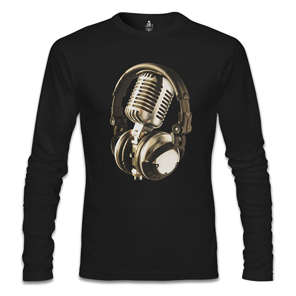 Microphone & Headphone Siyah Erkek Sweatshirt