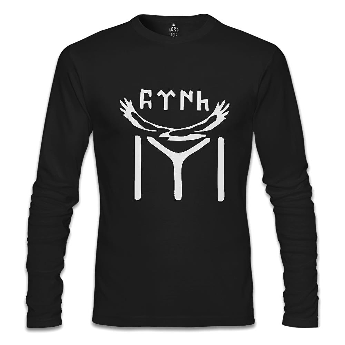 Türk Kayı Boyu Bayrak - Logo Siyah Erkek Sweatshirt