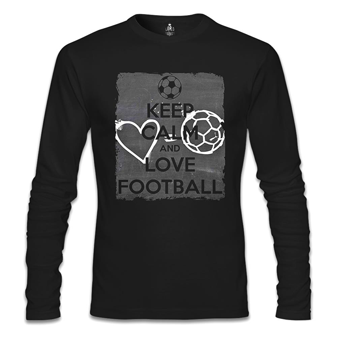 Keep Calm and Love Football Siyah Erkek Sweatshirt