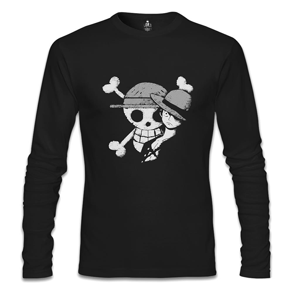One Piece - Luffy Straw Hat 4 Siyah Erkek Sweatshirt