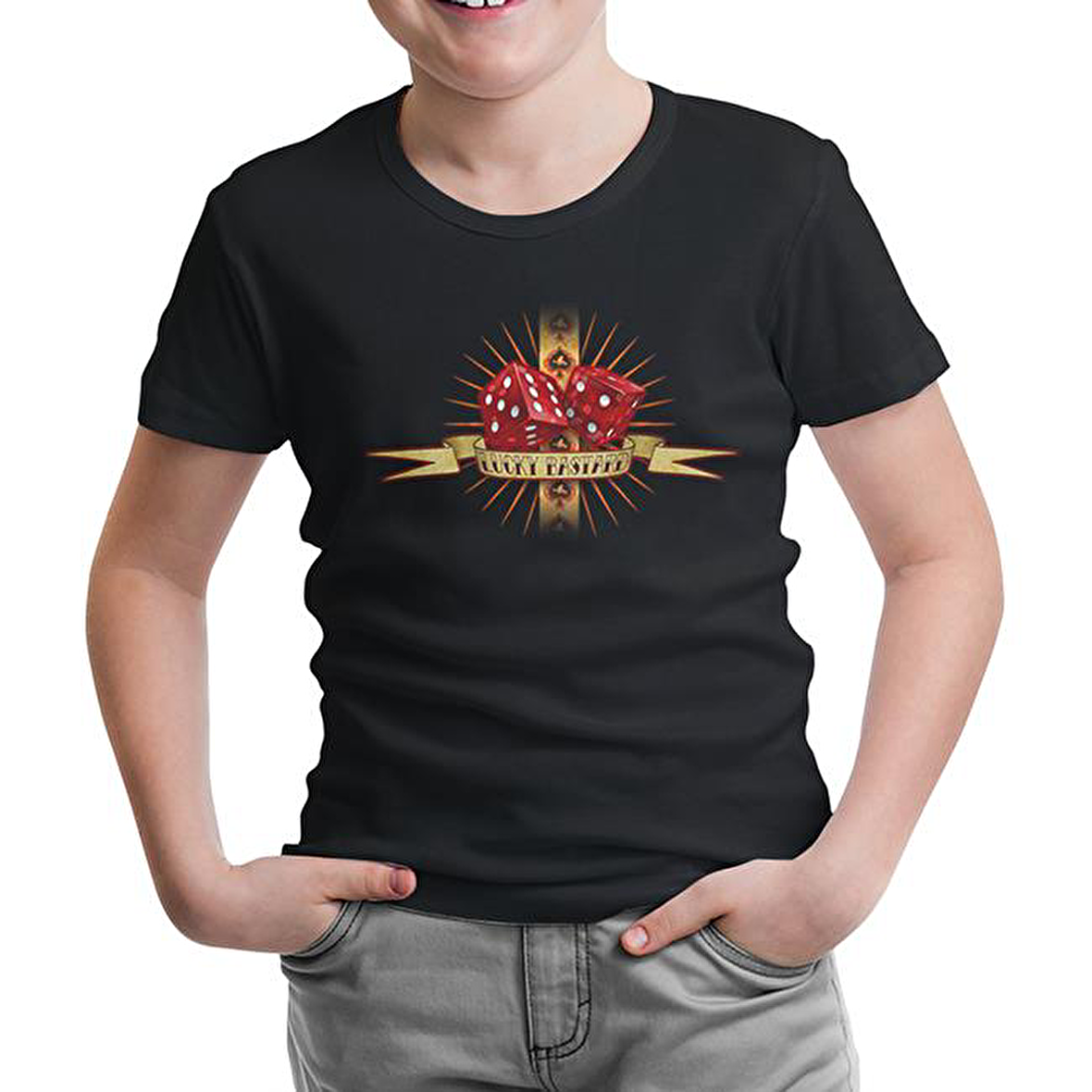 Lucky Bastard Siyah Çocuk Tshirt