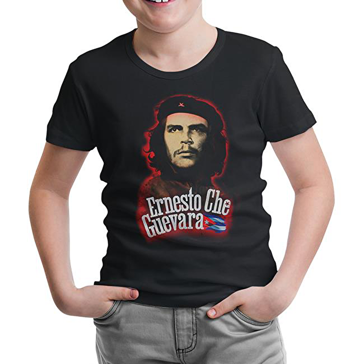 Che Guevara - Flag Siyah Çocuk Tshirt