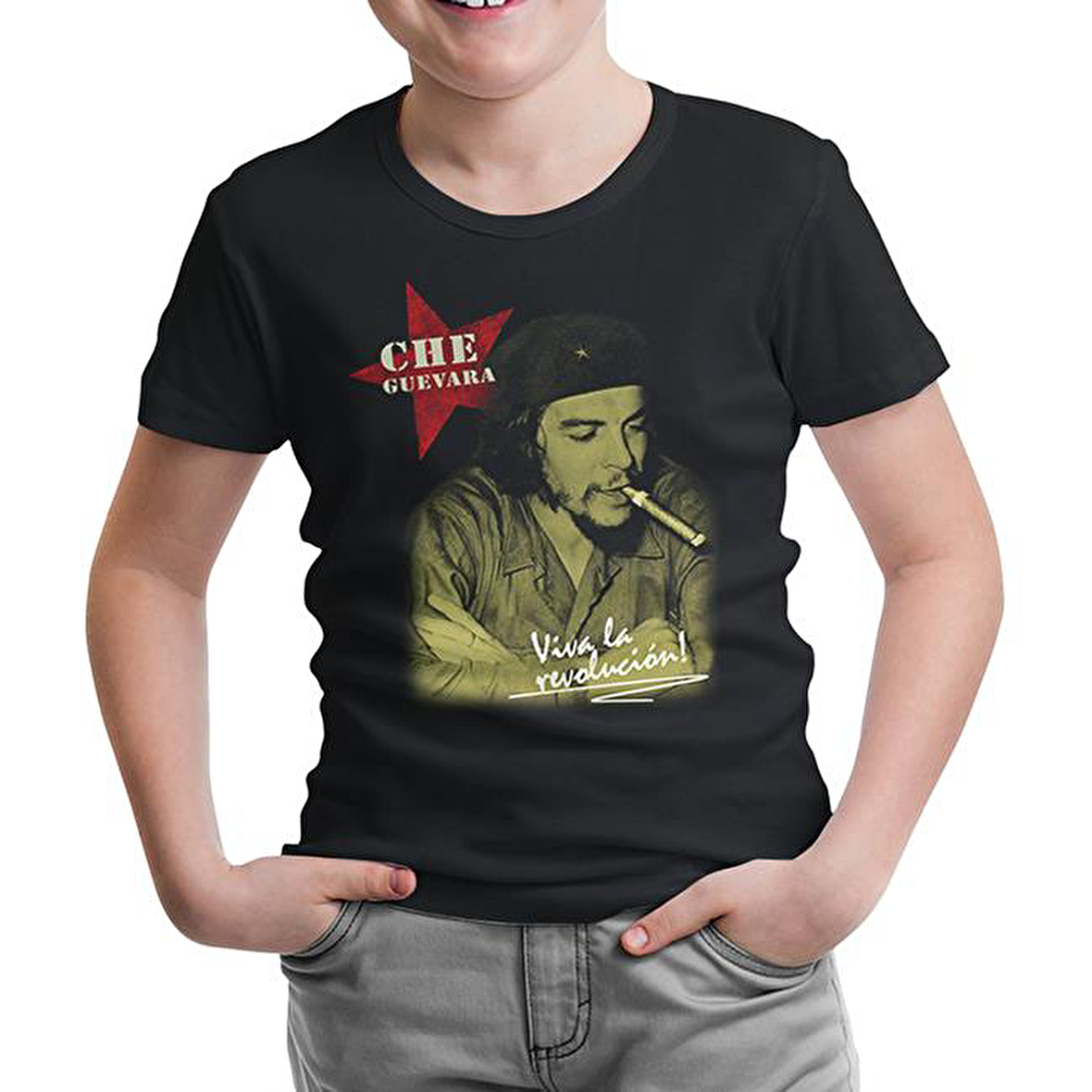 Che Guevara - Puro Siyah Çocuk Tshirt