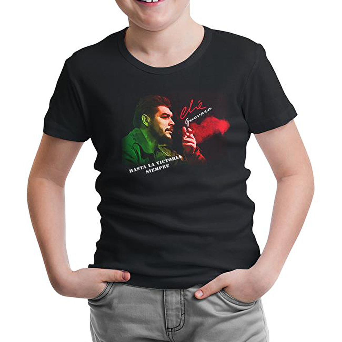 Che Guevara - Green Red Siyah Çocuk Tshirt