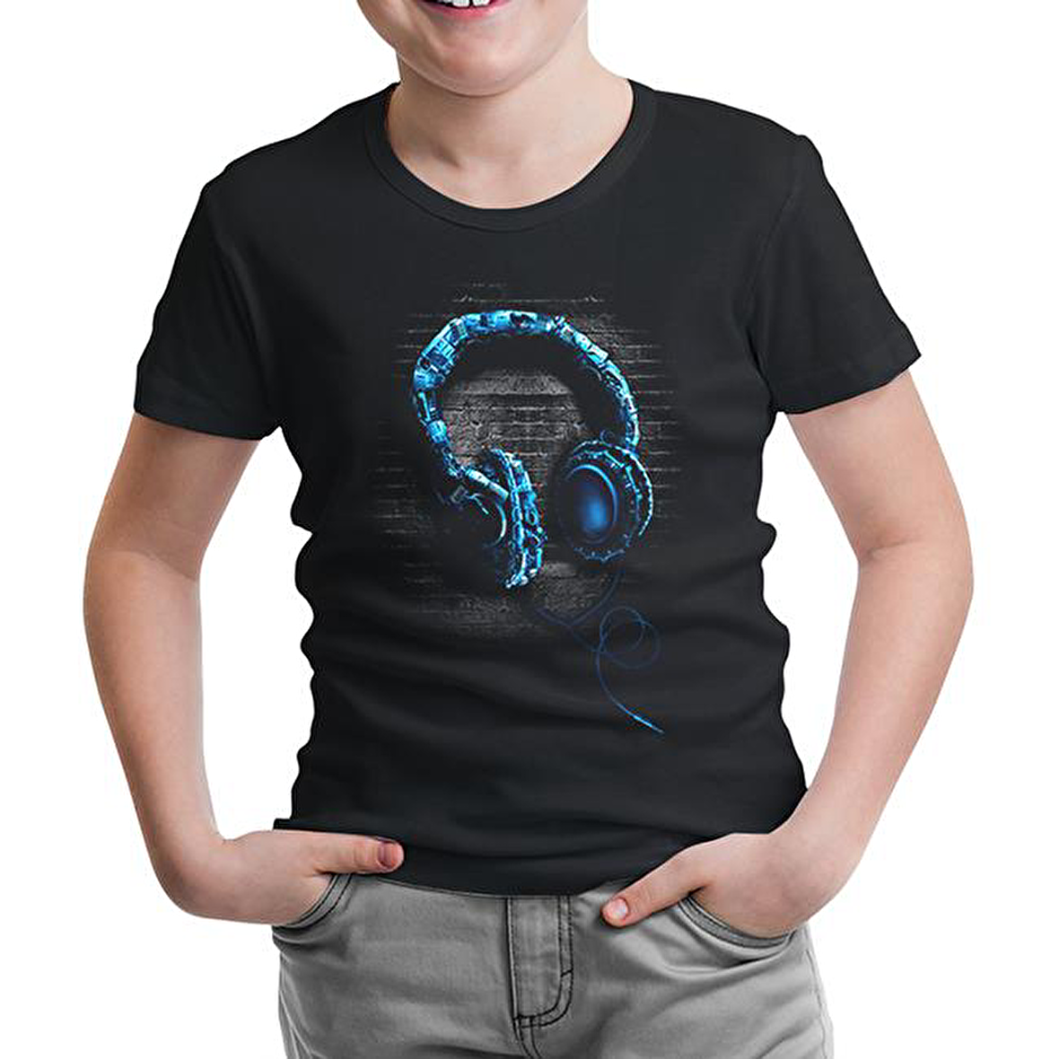 Headphone Siyah Çocuk Tshirt