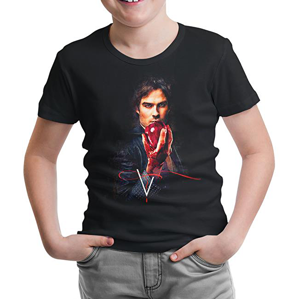 Vampire Diaries - Damon Siyah Çocuk Tshirt