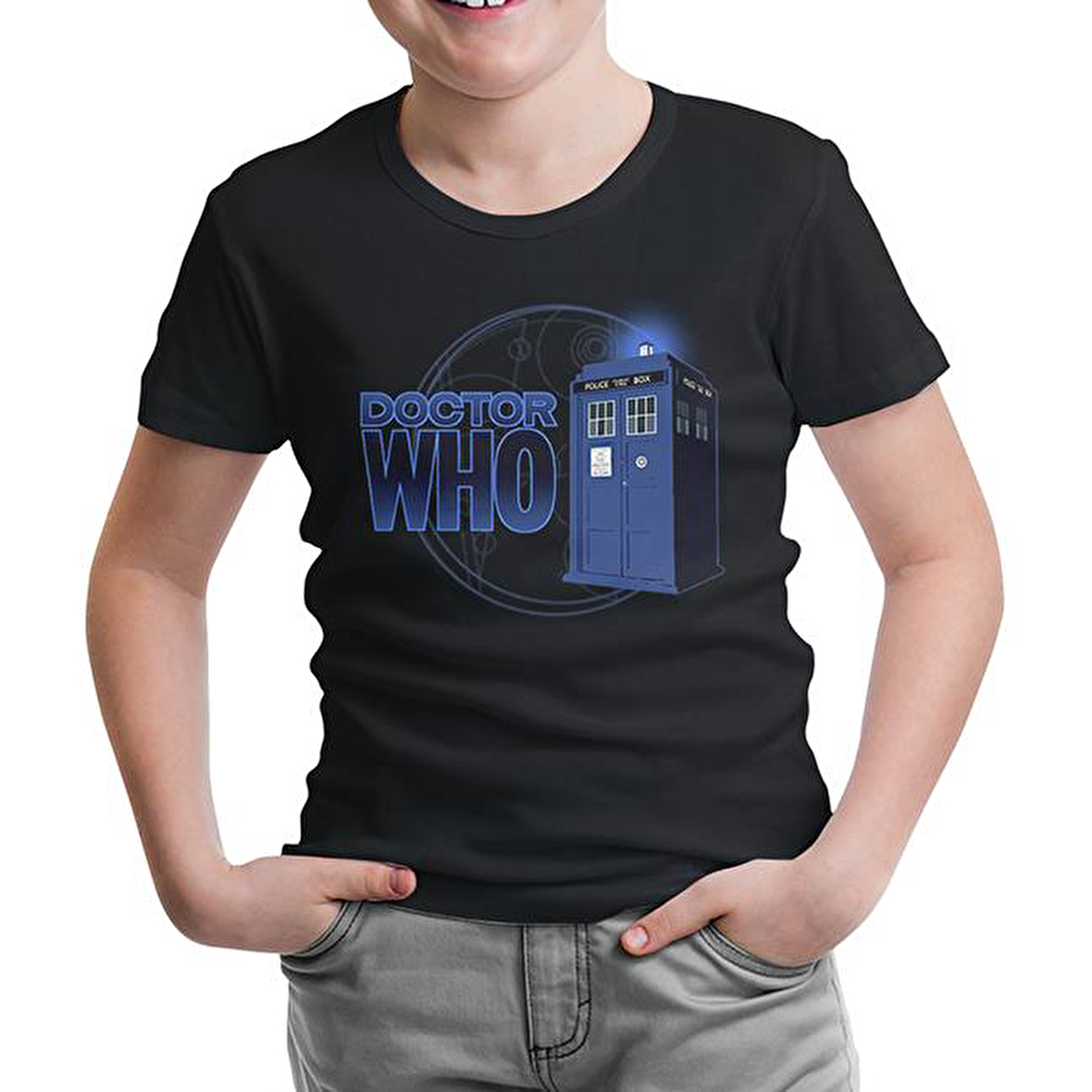 Doctor Who - Phone Box Siyah Çocuk Tshirt