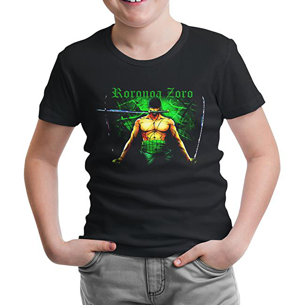One Piece - Zoro Siyah Çocuk Tshirt