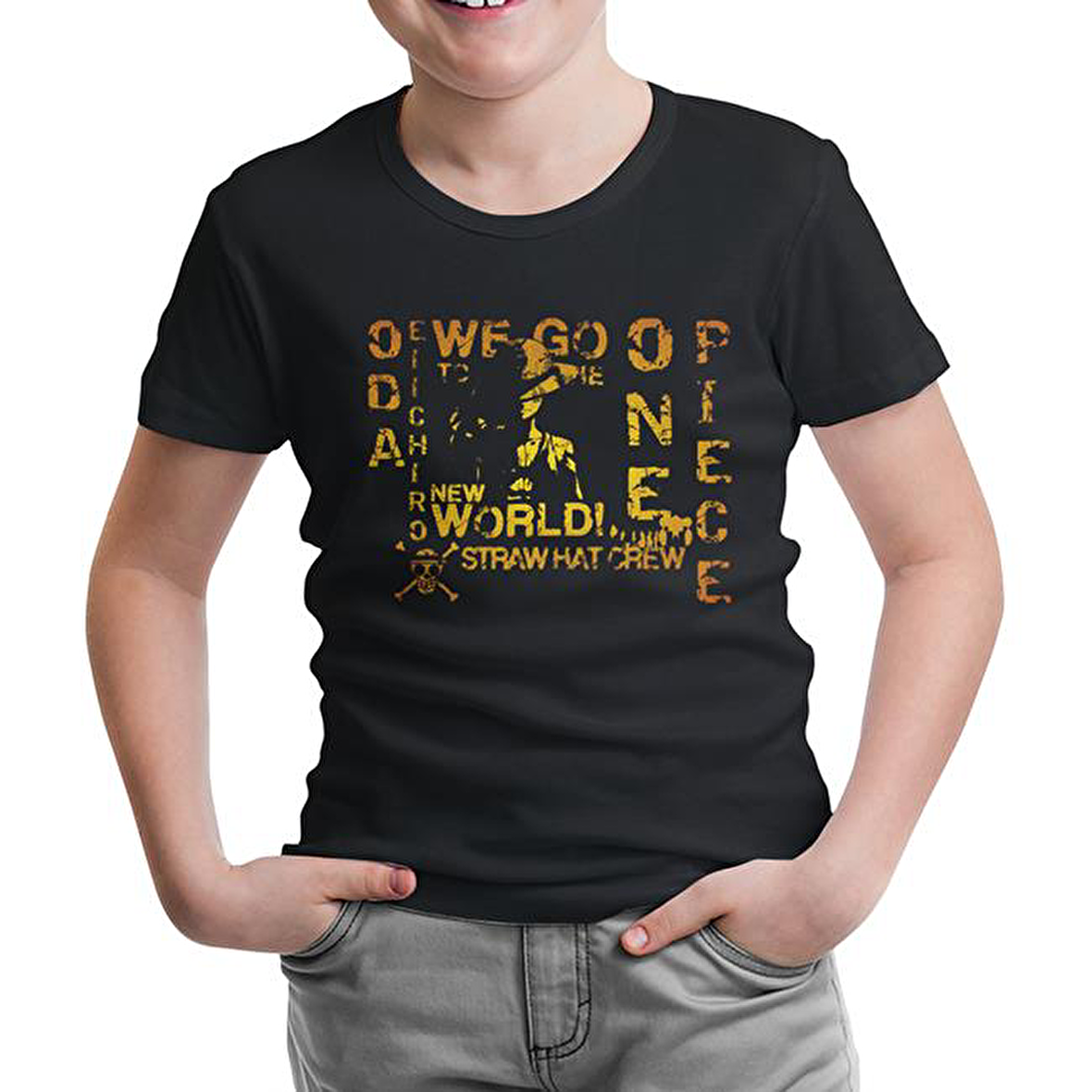 One Piece - Straw Hat Siyah Çocuk Tshirt