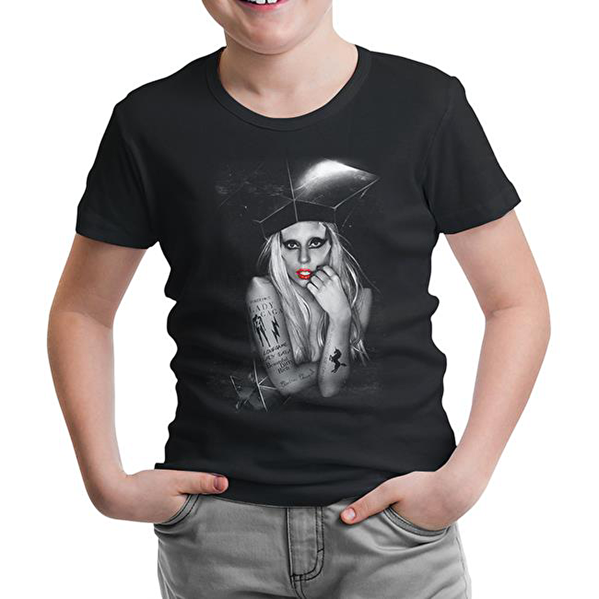 Lady Gaga Siyah Çocuk Tshirt