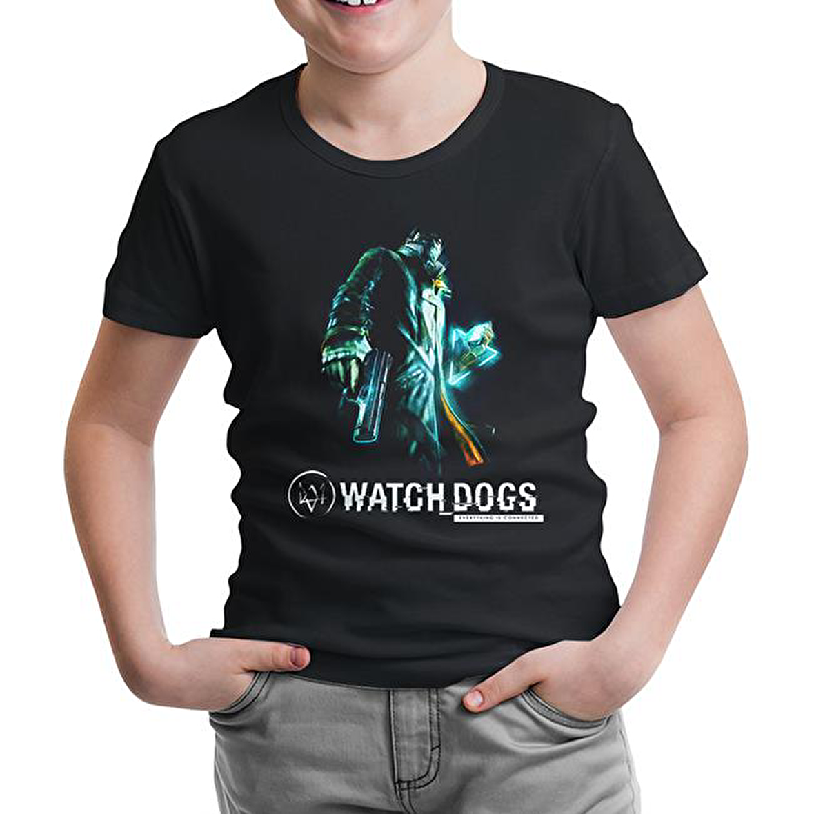 Watch Dogs Siyah Çocuk Tshirt