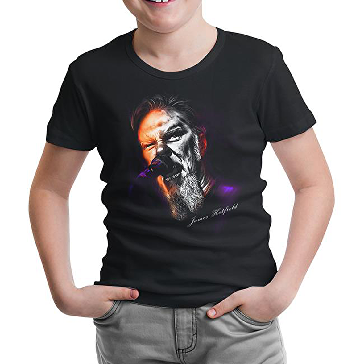 Metallica - James Microphone Siyah Çocuk Tshirt