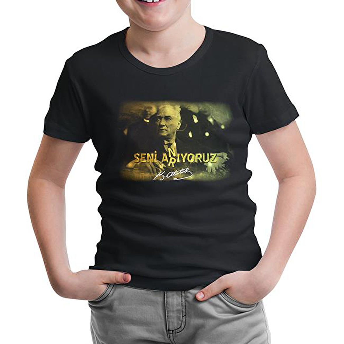 Atatürk Siyah Çocuk Tshirt