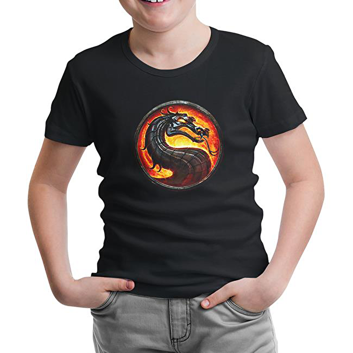 Mortal Combat Logo Siyah Çocuk Tshirt