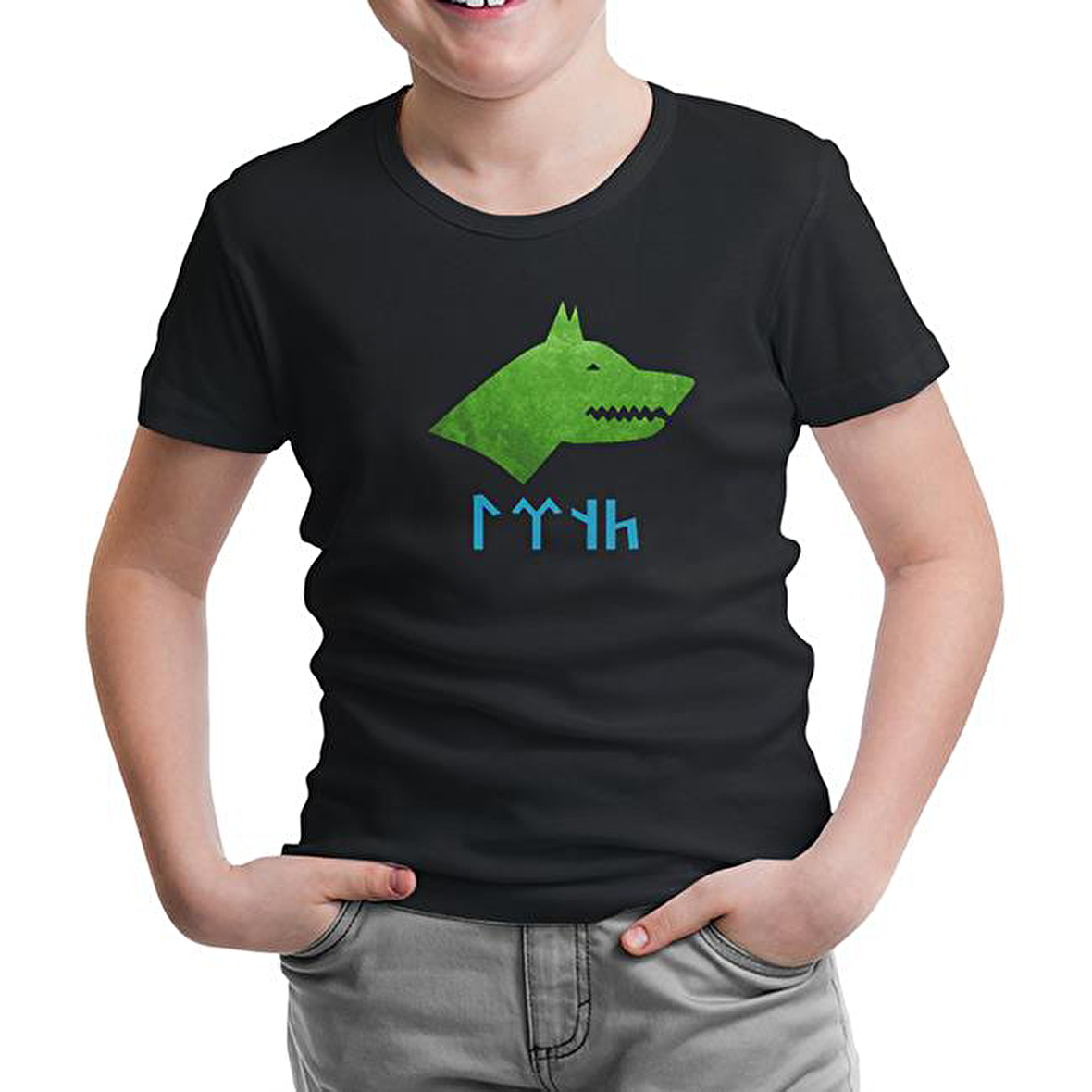 Göktürk Kurt 2 Siyah Çocuk Tshirt
