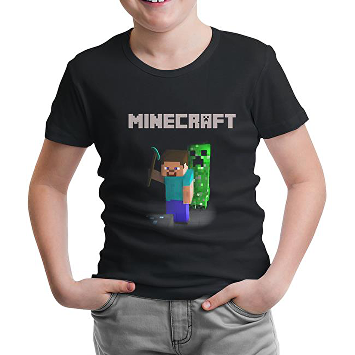 Minecraft - 7 Siyah Çocuk Tshirt