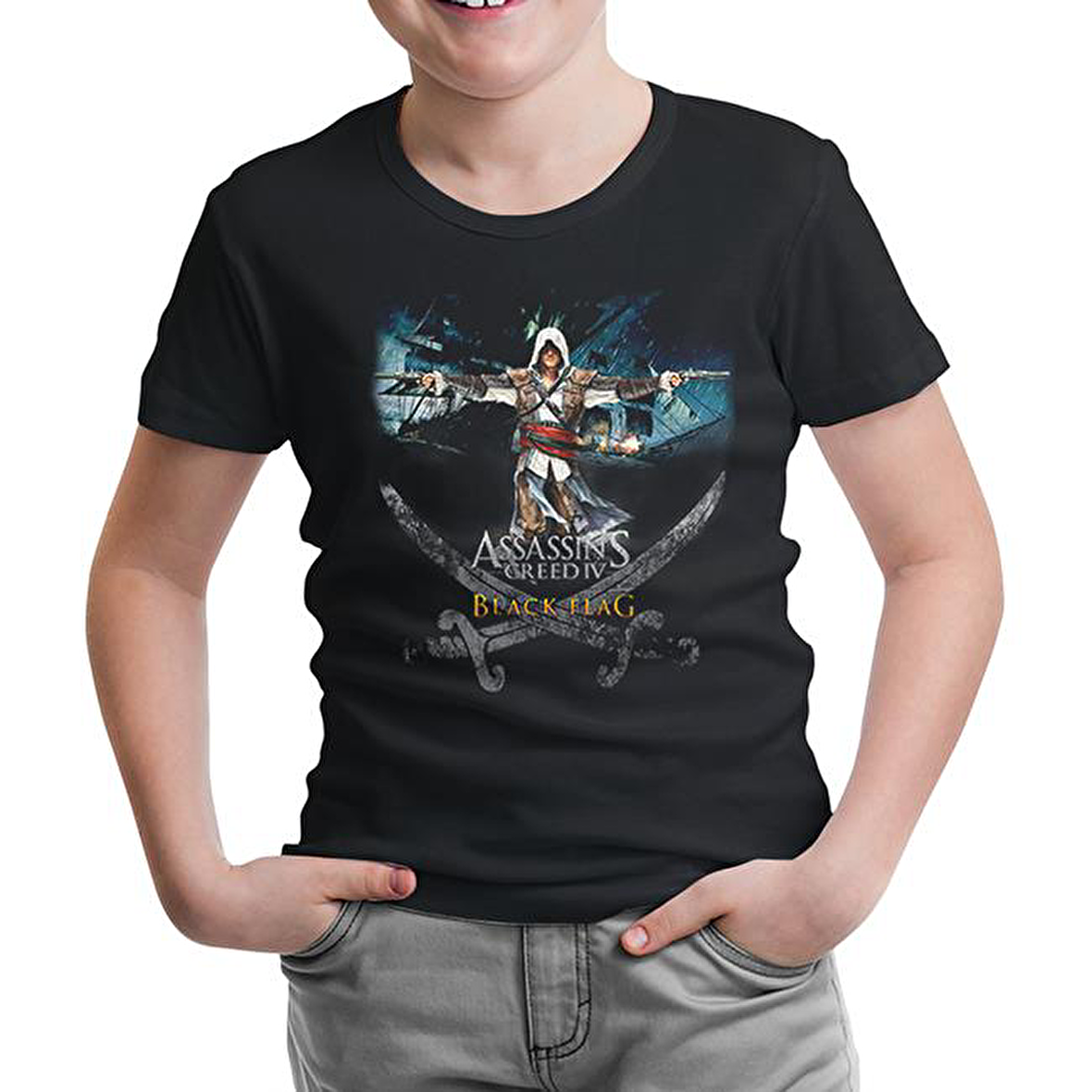 Assassin's Creed 4 Siyah Çocuk Tshirt