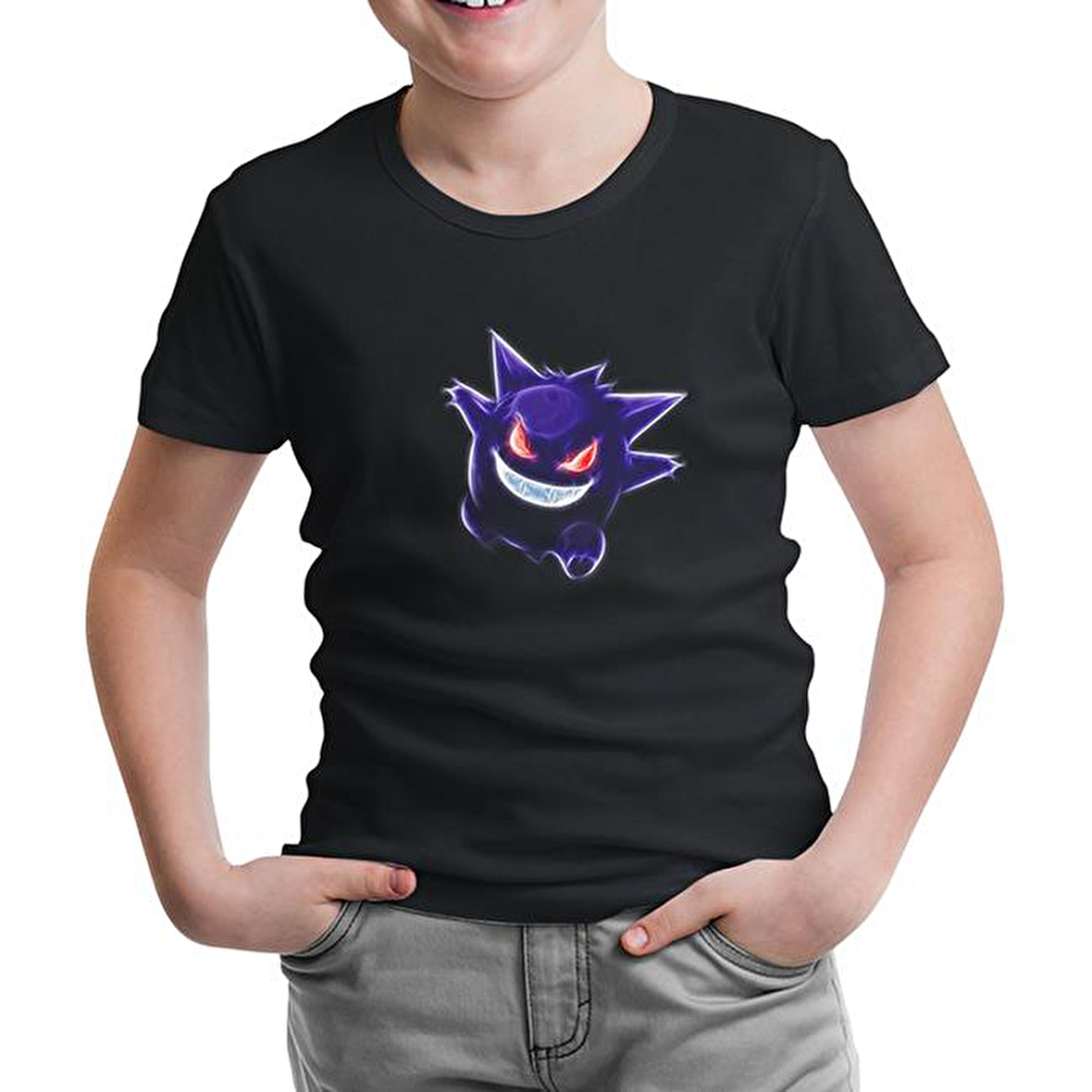 Pokemon Go - Gengar Siyah Çocuk Tshirt
