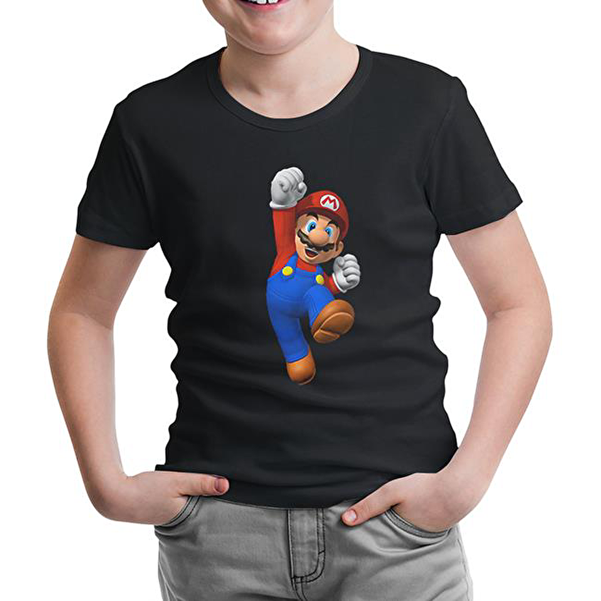 Mario & Luigi - Mario Siyah Çocuk Tshirt