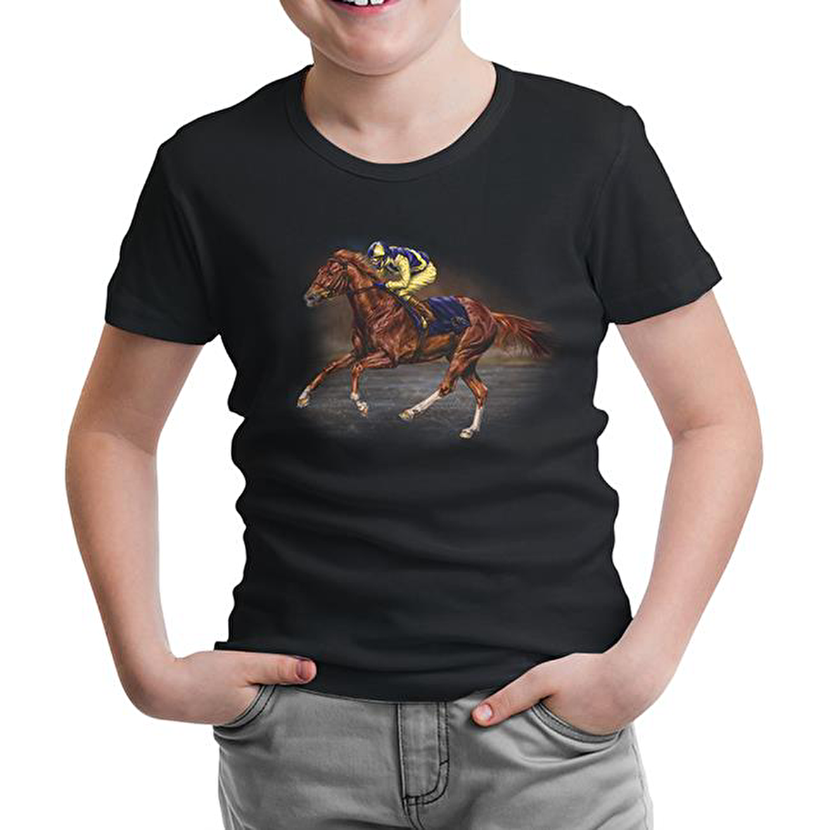 At 7 Siyah Çocuk Tshirt