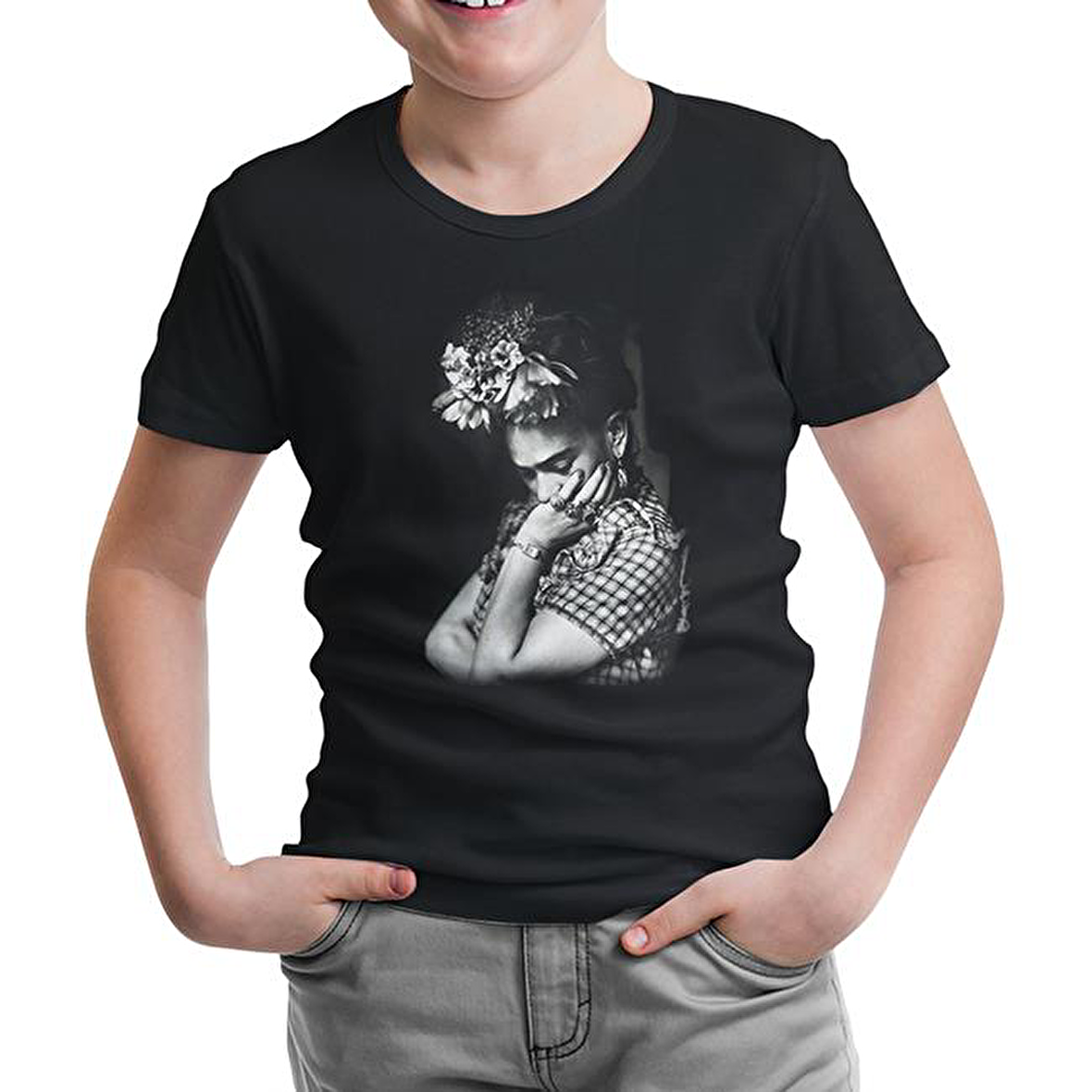 Frida Kahlo Siyah Çocuk Tshirt