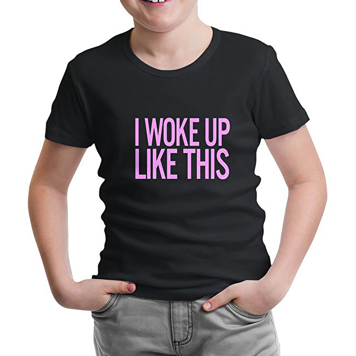 I Woke up Like This Siyah Çocuk Tshirt