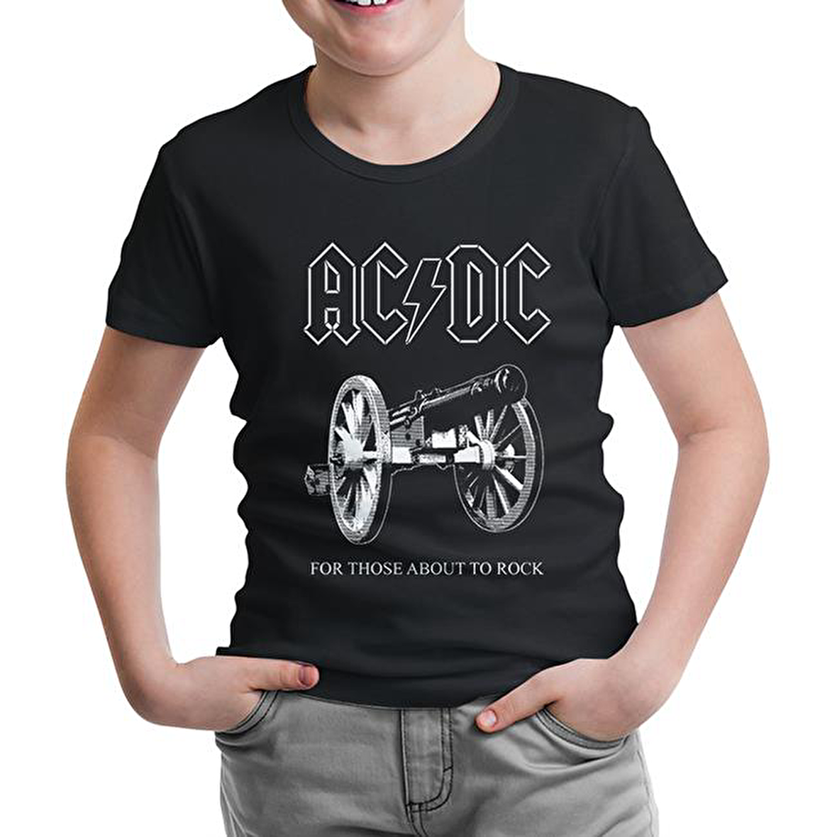 AC DC - For Those About To Rock Cover Siyah Çocuk Tshirt